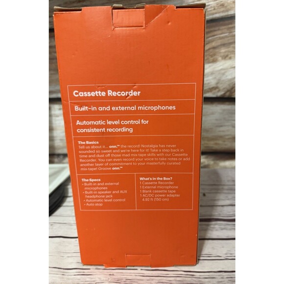 ONN Groove Cassette Recorder Player Built In Speaker Plus Microphone 2 AC/DC - Picture 3 of 8